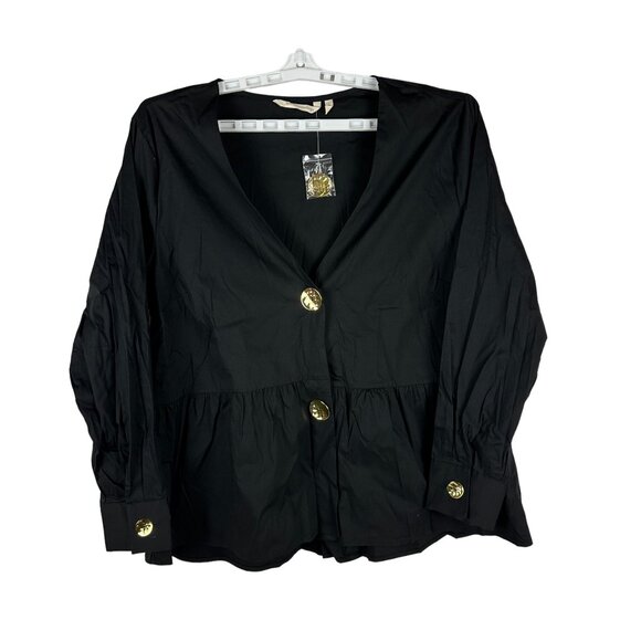 Soft Surroundings Women's Black Long Sleeve Blouse With Gold Buttons Size 1X - Picture 1 of 6